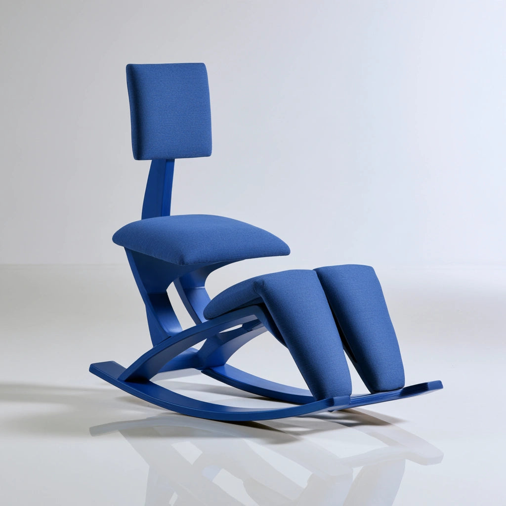 Ergonomiczne krzesło klęczące, z drewna, kolor: niebieski