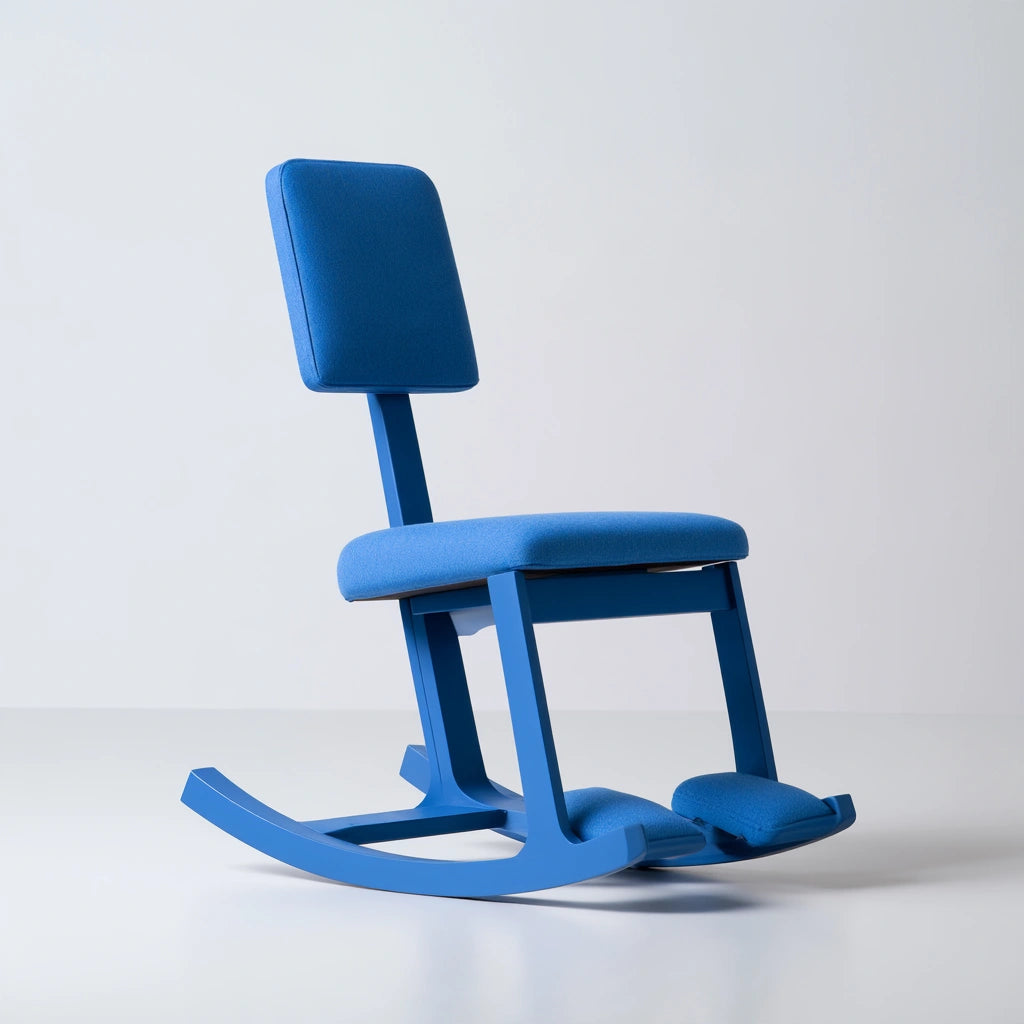 Ergonomiczne krzesło klęczące, z drewna, kolor: niebieski